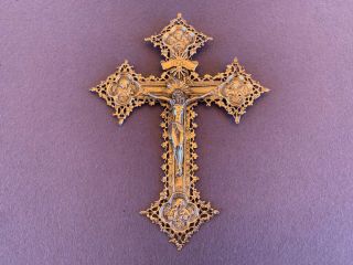 Gorgeous Large Marked Spanish Sterling Silver 925 Gothic Style Cross Corpus140gr