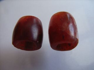 2 Ancient Neolithic Carnelian,  Agate Beads,  Stone Age,  Rare Top