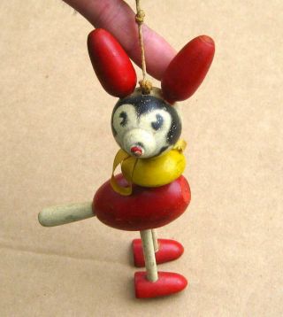 1930 GEORGE BORGFELDT & CO ? ANTIQUE WOODEN STRING JIGGER STYLE MICKEY MOUSE TOY 3
