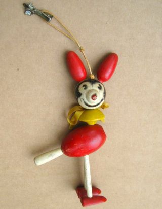 1930 GEORGE BORGFELDT & CO ? ANTIQUE WOODEN STRING JIGGER STYLE MICKEY MOUSE TOY 6
