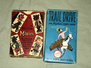 2x Vintage Playing Card Games - Trail Drive - Mixies 1956