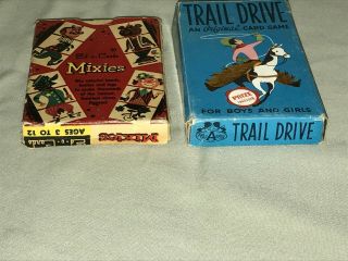 2x Vintage Playing Card Games - Trail Drive - Mixies 1956 2