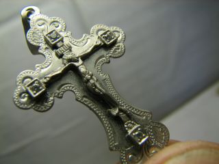 Crucifixion Big Size Old Vintage Sterling Silver Cross - Pendant 1149