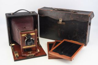 Antique Century 5x7 Large Format Camera Model 43 Case & 3 Holders V03
