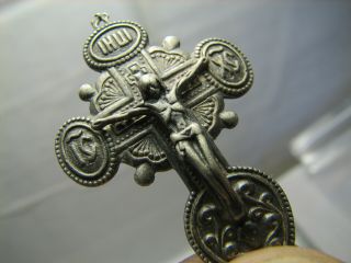 Crucifixion Big Size Old Vintage Sterling Silver Cross - Pendant 1154