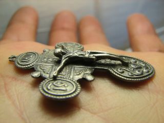 CRUCIFIXION BIG SIZE OLD VINTAGE STERLING SILVER CROSS - PENDANT 1154 3