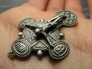 CRUCIFIXION BIG SIZE OLD VINTAGE STERLING SILVER CROSS - PENDANT 1154 4