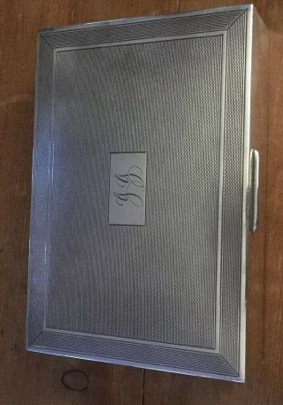 An Impressive Large Engine Turned Solid Silver Cigarette Box Birmingham 1960 863