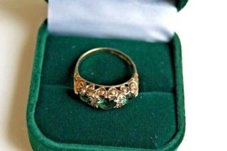 Fine Vintage 9 Ct Gold Green And White Spinel Seven Stone Half Hoop Ring 2.  4 G