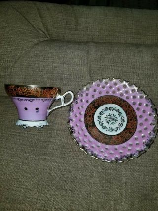 Sweet vintage L M Royal Halsey Vintage Very Fine China pink Tea Cup and Saucer 3