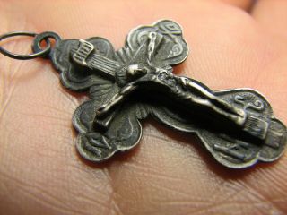 Crucifixion Big Size Old Vintage Sterling Silver Cross - Pendant 1151