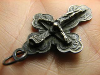 CRUCIFIXION BIG SIZE OLD VINTAGE STERLING SILVER CROSS - PENDANT 1151 2