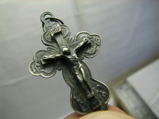 CRUCIFIXION BIG SIZE OLD VINTAGE STERLING SILVER CROSS - PENDANT 1151 3