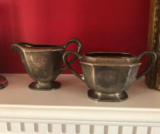 Vintage William Wise & Son Sterling Silver Creamer and Sugar Bowl 2