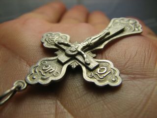 CRUCIFIXION BIG SIZE OLD VINTAGE STERLING SILVER CROSS - PENDANT 1148 3