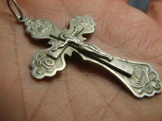 CRUCIFIXION BIG SIZE OLD VINTAGE STERLING SILVER CROSS - PENDANT 1148 4