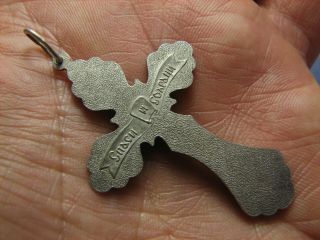 CRUCIFIXION BIG SIZE OLD VINTAGE STERLING SILVER CROSS - PENDANT 1148 5