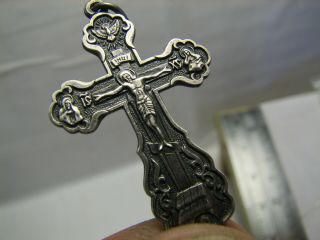 CRUCIFIXION BIG SIZE OLD VINTAGE STERLING SILVER CROSS - PENDANT 1155 2