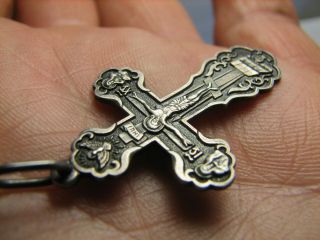 CRUCIFIXION BIG SIZE OLD VINTAGE STERLING SILVER CROSS - PENDANT 1155 3
