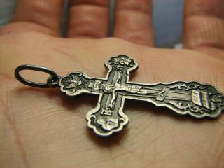 CRUCIFIXION BIG SIZE OLD VINTAGE STERLING SILVER CROSS - PENDANT 1155 4