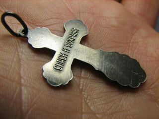 CRUCIFIXION BIG SIZE OLD VINTAGE STERLING SILVER CROSS - PENDANT 1155 5
