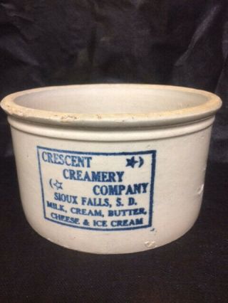 Vintage Advertising Crescent Creamery Company Butter Crock Sioux Falls,  S.  D.