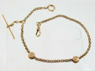 Exquisite Antique Solid 14k Gold Watch Chain Fob Rose Rosy Hue Engraved 12.  57g