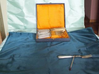 Antique Silver Cutlery Fruit Knife and Fork Set of 10 3