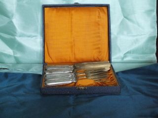 Antique Silver Cutlery Fruit Knife and Fork Set of 10 4