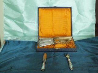 Antique Silver Cutlery Fruit Knife and Fork Set of 10 5