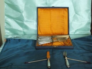 Antique Silver Cutlery Fruit Knife and Fork Set of 10 6