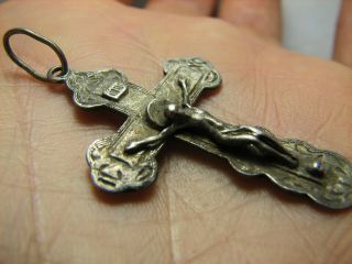 Crucifixion Big Size Old Vintage Sterling Silver Cross - Pendant 1147
