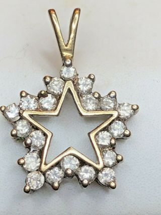 Estate Vintage 10k Yellow Gold Natural Diamond Pendant Star Designer Signed Fa