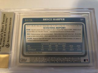 2011 Bowman Bryce Harper Rookie Rc Auto Orange Sp Bgs 9 Rare /25 2