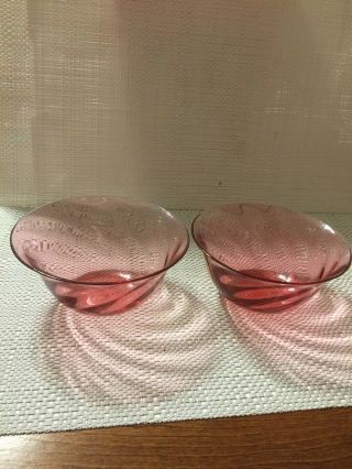 2 - Fenton Baccharat Cranberry Glass Bowl 5” Vintage