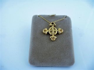 Gorgeous Estate Cross 14kt Yellow Gold Signed Otc Italy