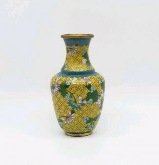 ANTIQUE CHINESE CLOISONNE VASE WITH YELLOW ENAMEL 2