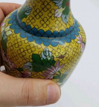 ANTIQUE CHINESE CLOISONNE VASE WITH YELLOW ENAMEL 6