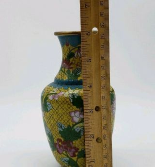 ANTIQUE CHINESE CLOISONNE VASE WITH YELLOW ENAMEL 7