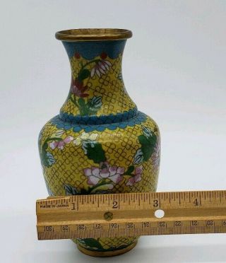 ANTIQUE CHINESE CLOISONNE VASE WITH YELLOW ENAMEL 8