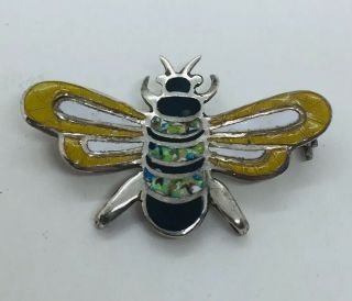 Federico Jimenez Vintage Mexican Sterling Silver Enamel Bee Pin