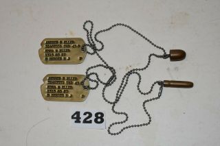 Wwii Dog Tags Ww2 With Beaded Chain And Next Of Kin 428