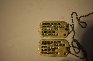 WWII DOG TAGS WW2 with beaded chain and next of kin 428 2