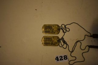 WWII DOG TAGS WW2 with beaded chain and next of kin 428 3