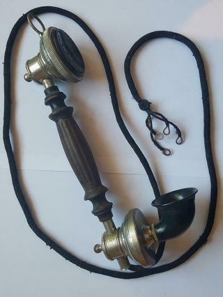Rare Early Deluxe Handset With Mouthpiece & Cord C1890s