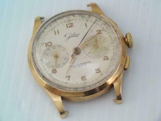 Vintage Solid 18k Gold Swiss Chronograph Watch Jolus Running $9.  99