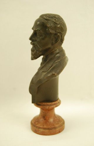 Antique Hans Muller Bronze Bust of CHARLES DICKENS w/ Marble Base 6 - 1/8 