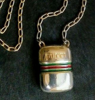 VINTAGE GUCCI ITALY RARE PILL BOX PENDANT CHAIN NECKLACE BOX 2