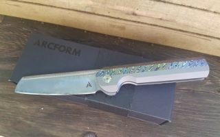 Arcform Slimfoot Damasteel Mokuti Blade Knife 1 Of 2 Very Rare