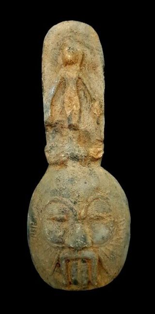 Rare Egyptian Bes Statue Ancient Bisu Aha God Stone Carved Art Egypt Faience